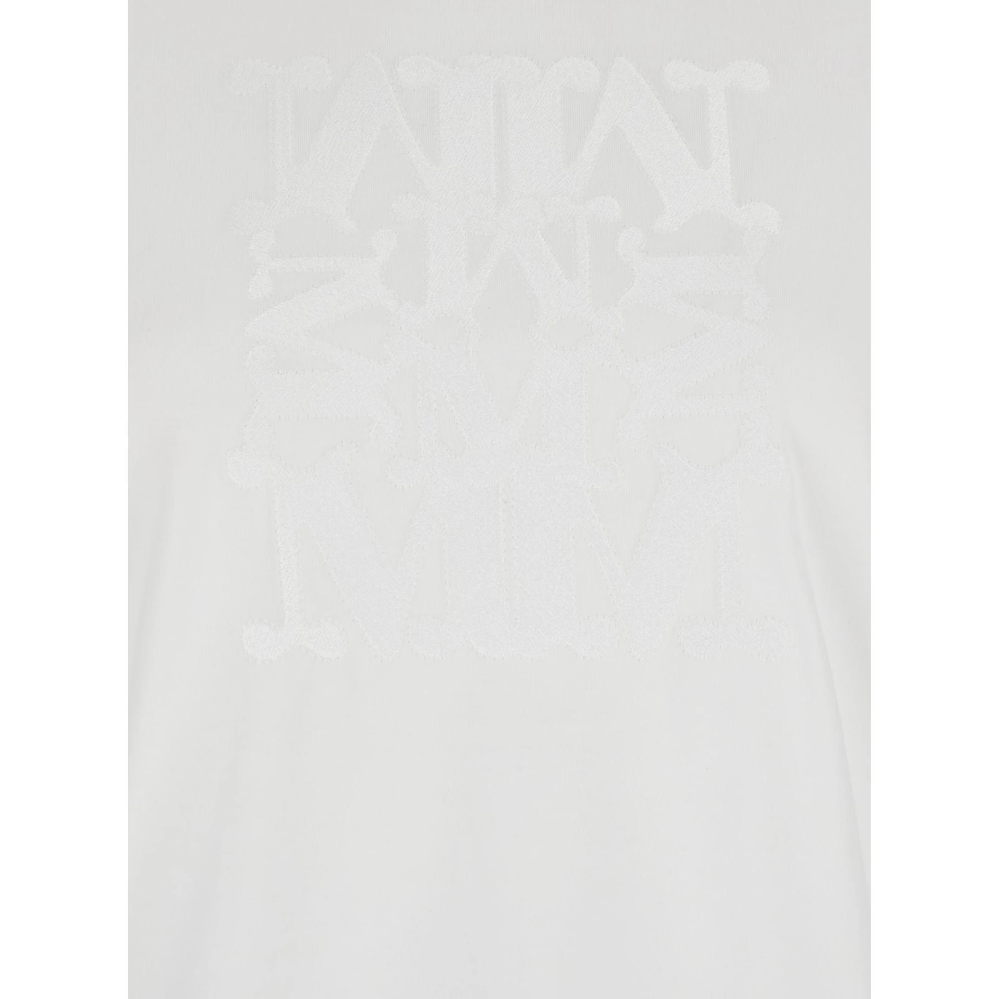 White Crewneck T-Shirt with Tonal Logo on the Front in Cotton Woman