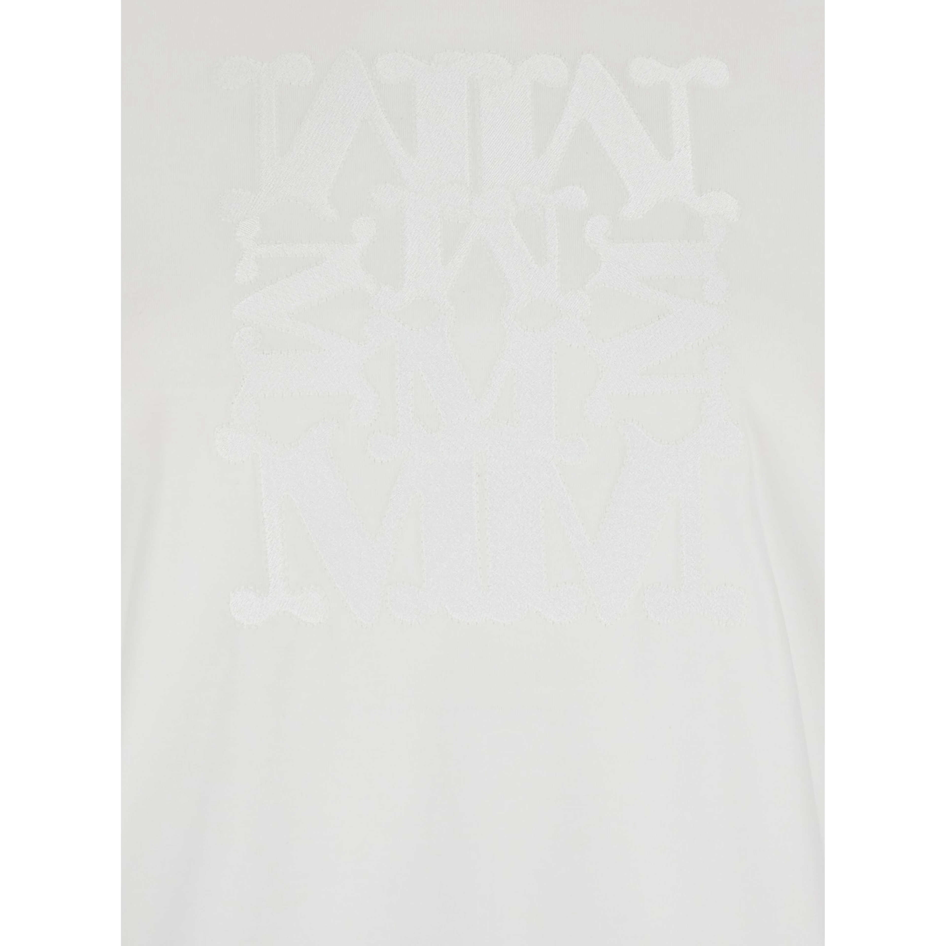 White Crewneck T-Shirt with Tonal Logo on the Front in Cotton Woman
