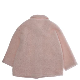 Pink Coat with Classic Collar and Logo Lettering Embroidery on the Sleeve in Tech Fabric Girl