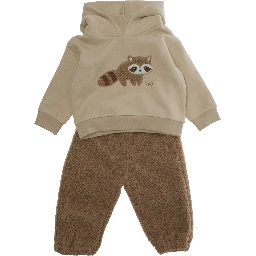 Brown Suit with Embroidery on the Front in Cotton Baby