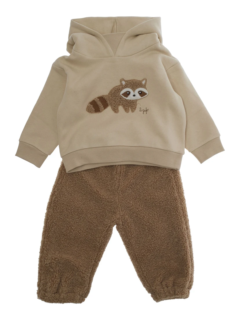 Brown Suit with Embroidery on the Front in Cotton Baby