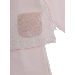 Pink Crewneck Suit with Front Zip Closure in Cotton Stretch Baby