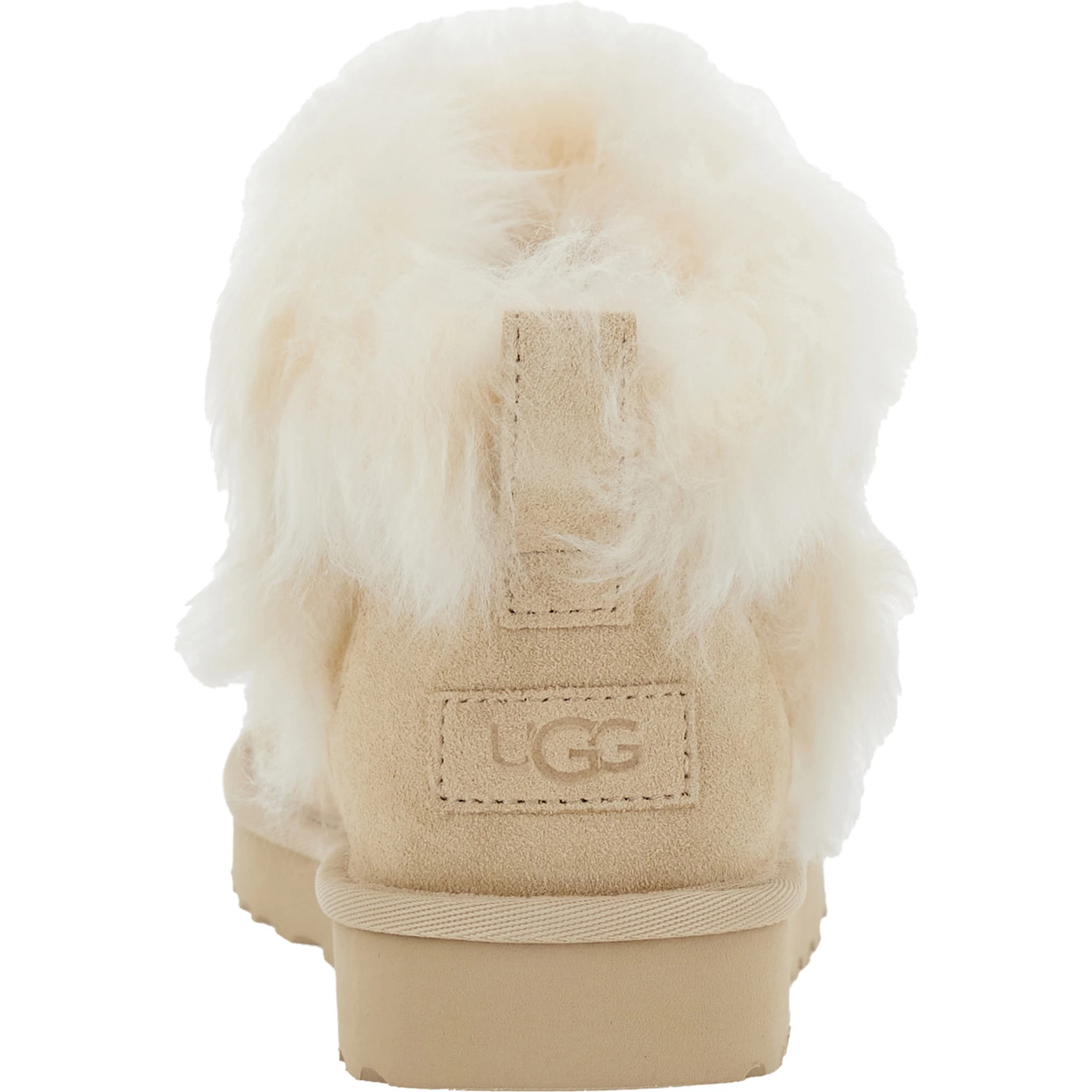 Classic Ultra Mini Chalet Beige Ankle Boots with Fur Design in Suede Woman