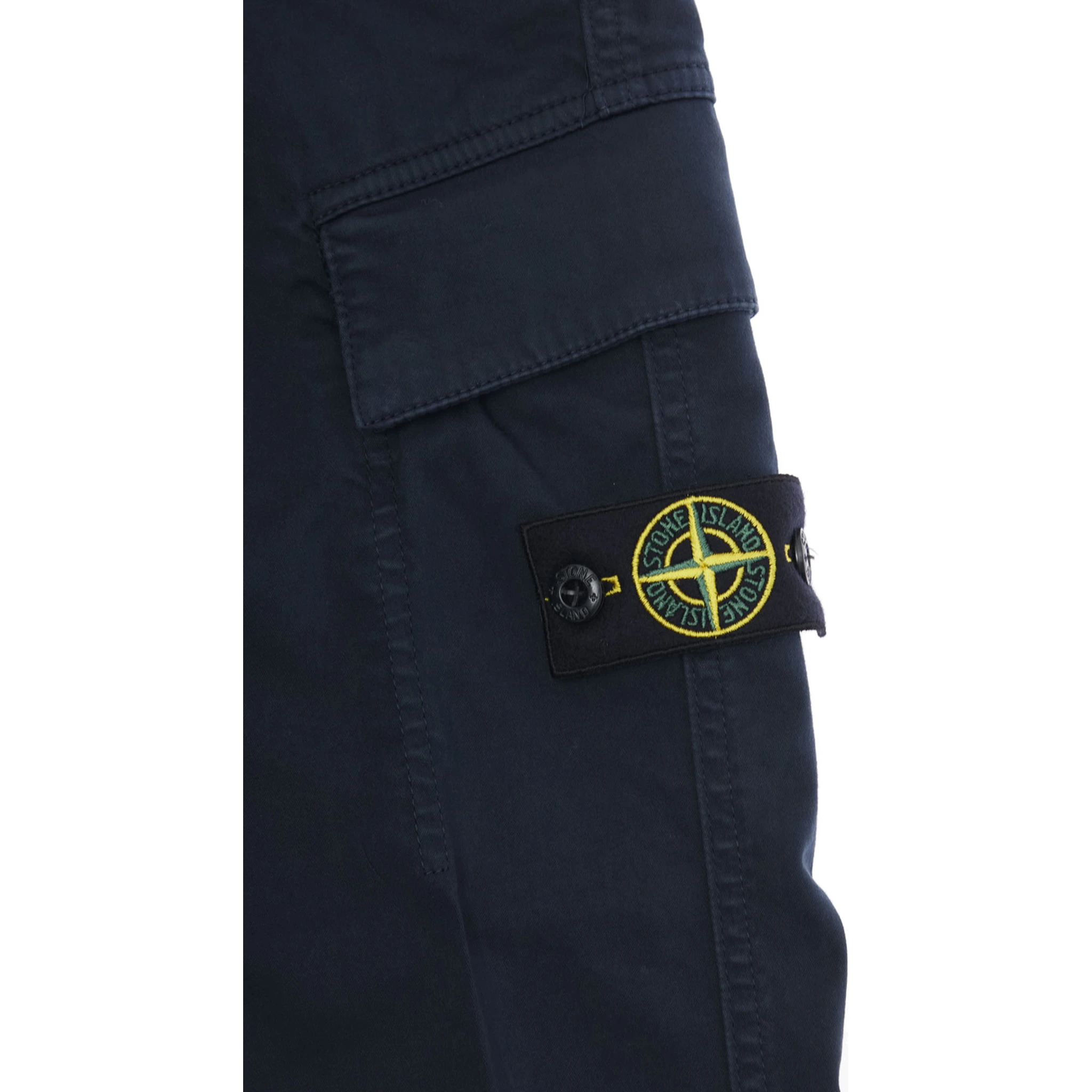 Blue Pants with Belt Loops and Logo Patch on the Front in Cotton Stretch Boy