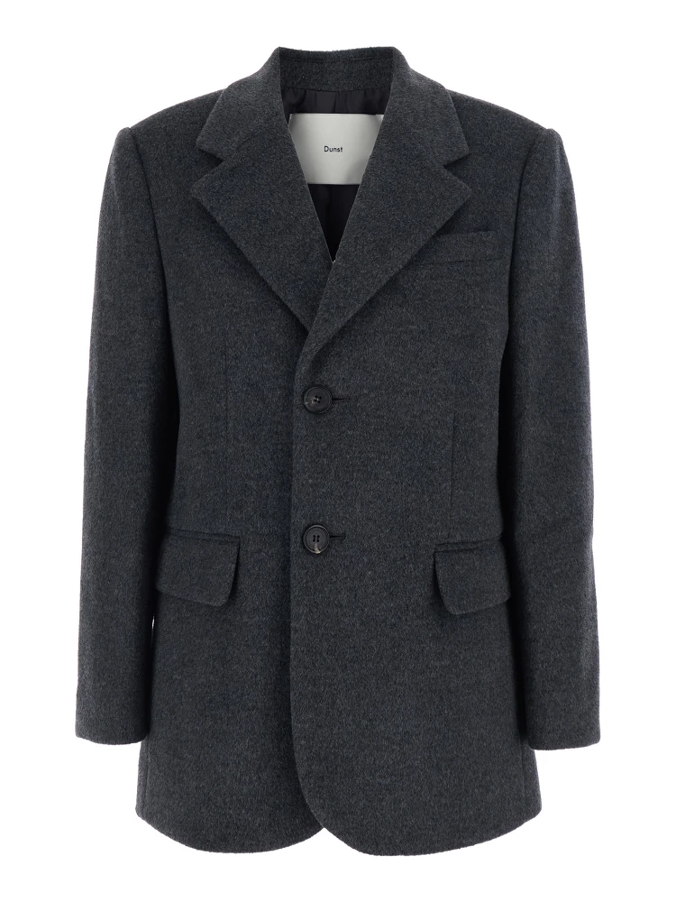 Grey Single-Breasted Jacket with Notched Revers in Cashmere Woman