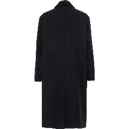 Black Double-Breasted Coat with Classic Lapels in Wool Blend Man