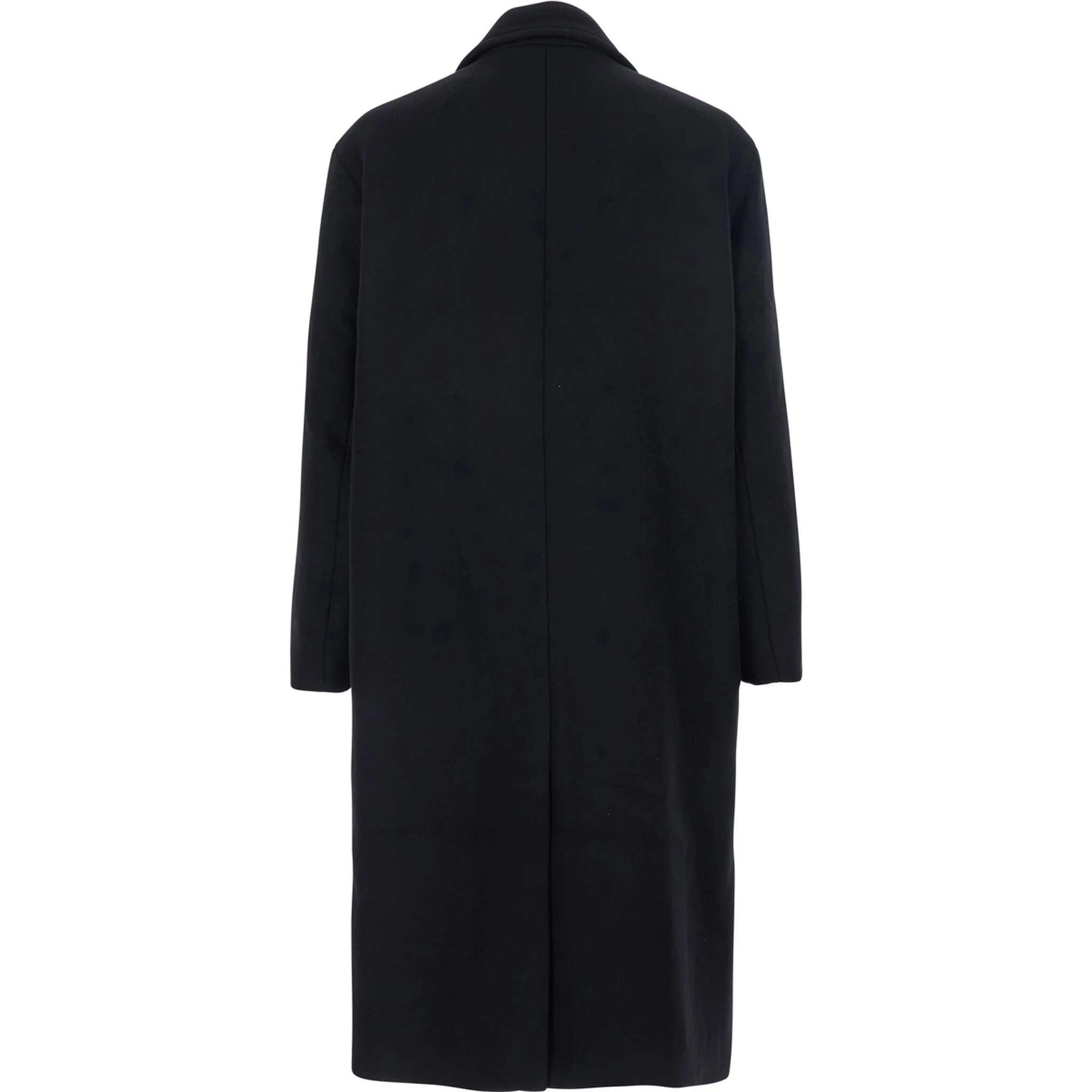 Black Double-Breasted Coat with Classic Lapels in Wool Blend Man