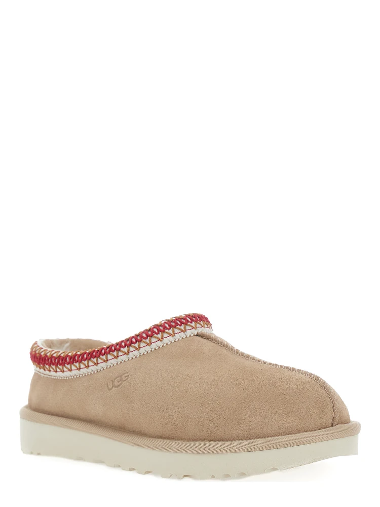Tasman II Beige Mules with Round Toe and Embroidered Detail in Leather Woman