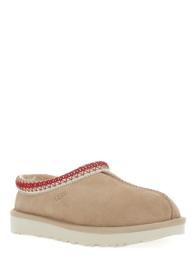 Tasman II Beige Mules with Round Toe and Embroidered Detail in Leather Woman