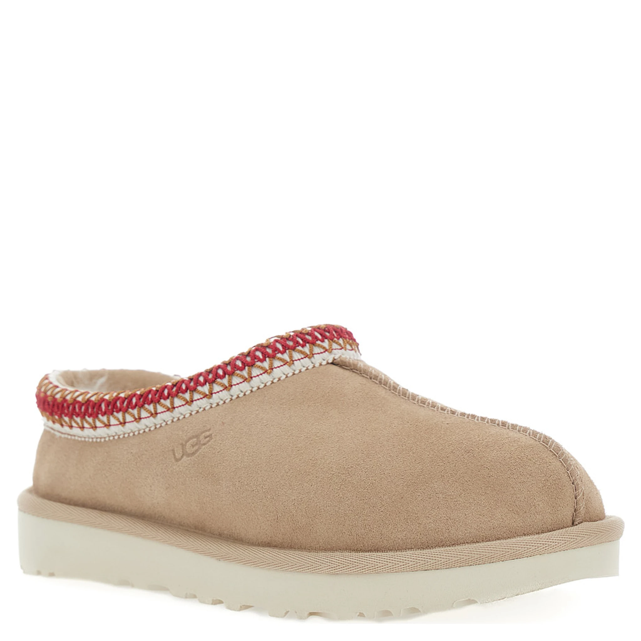 Tasman II Beige Mules with Round Toe and Embroidered Detail in Leather Woman
