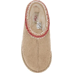 Tasman II Beige Mules with Round Toe and Embroidered Detail in Leather Woman