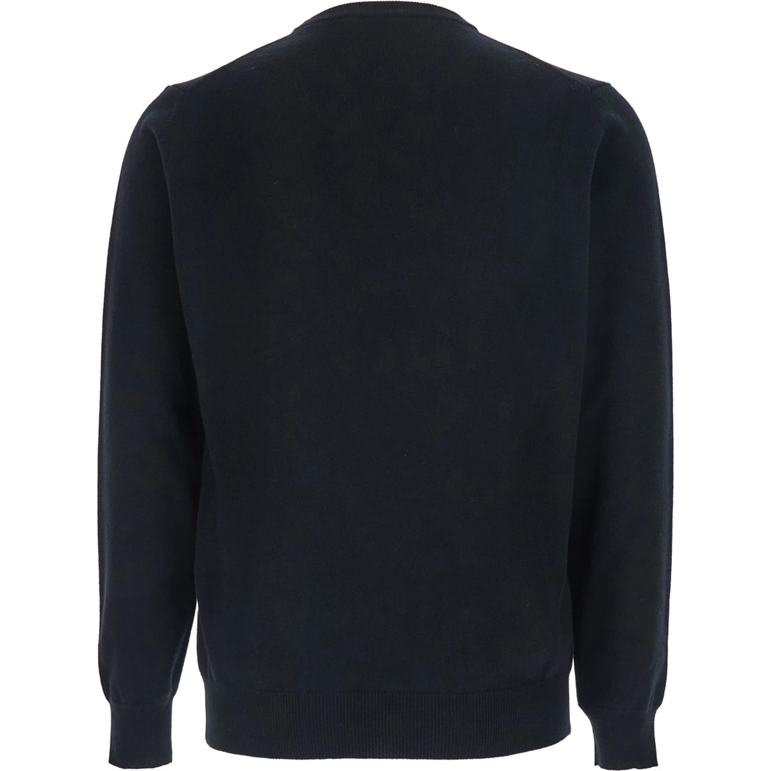 Black Crewneck Sweater with Ribbed Trims in Cashmere Man