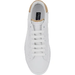 Portofino White Low Top Sneakers with Logo Lettering on the Tongue and Contrasting Heel with Logo Lettering in Leather Man