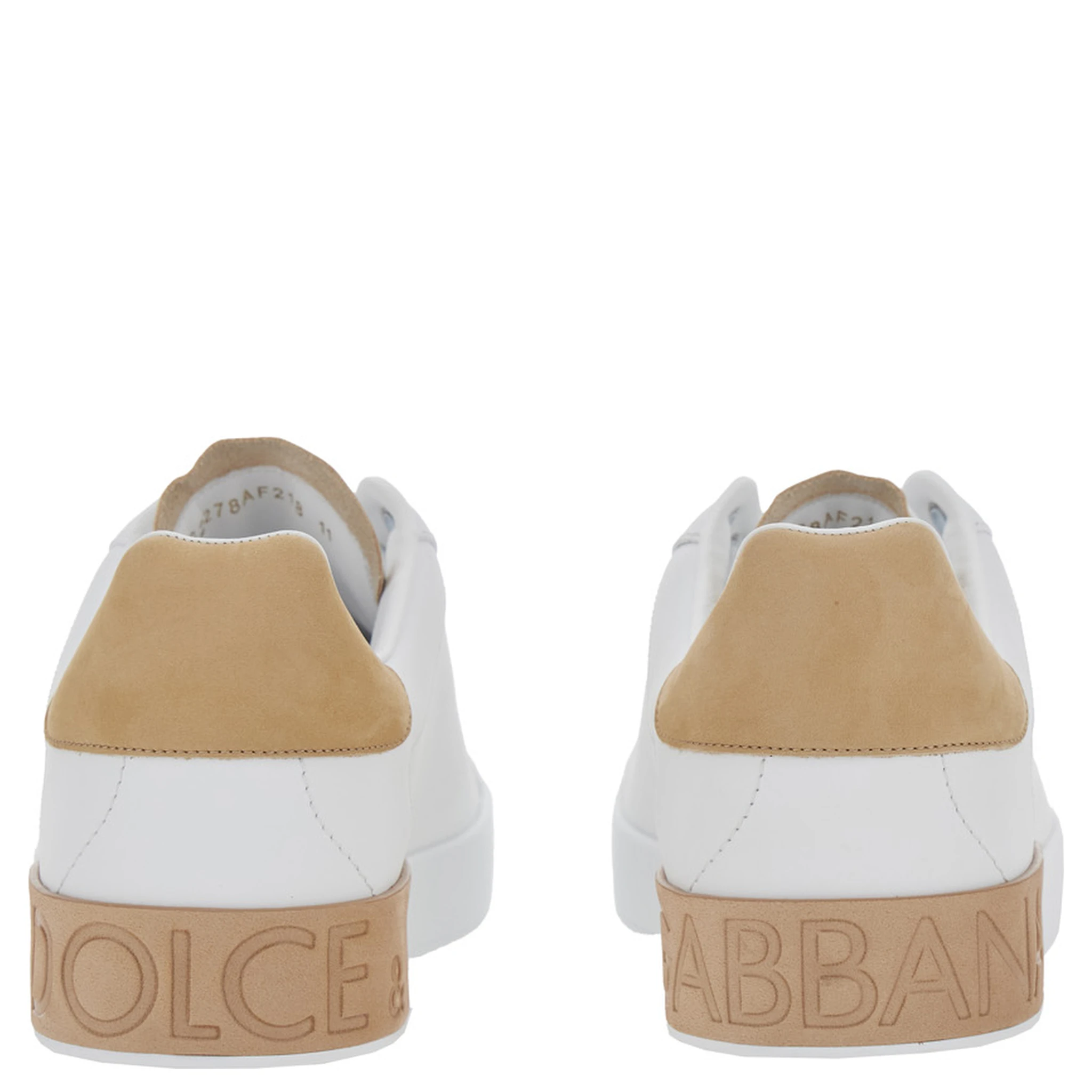 Portofino White Low Top Sneakers with Logo Lettering on the Tongue and Contrasting Heel with Logo Lettering in Leather Man