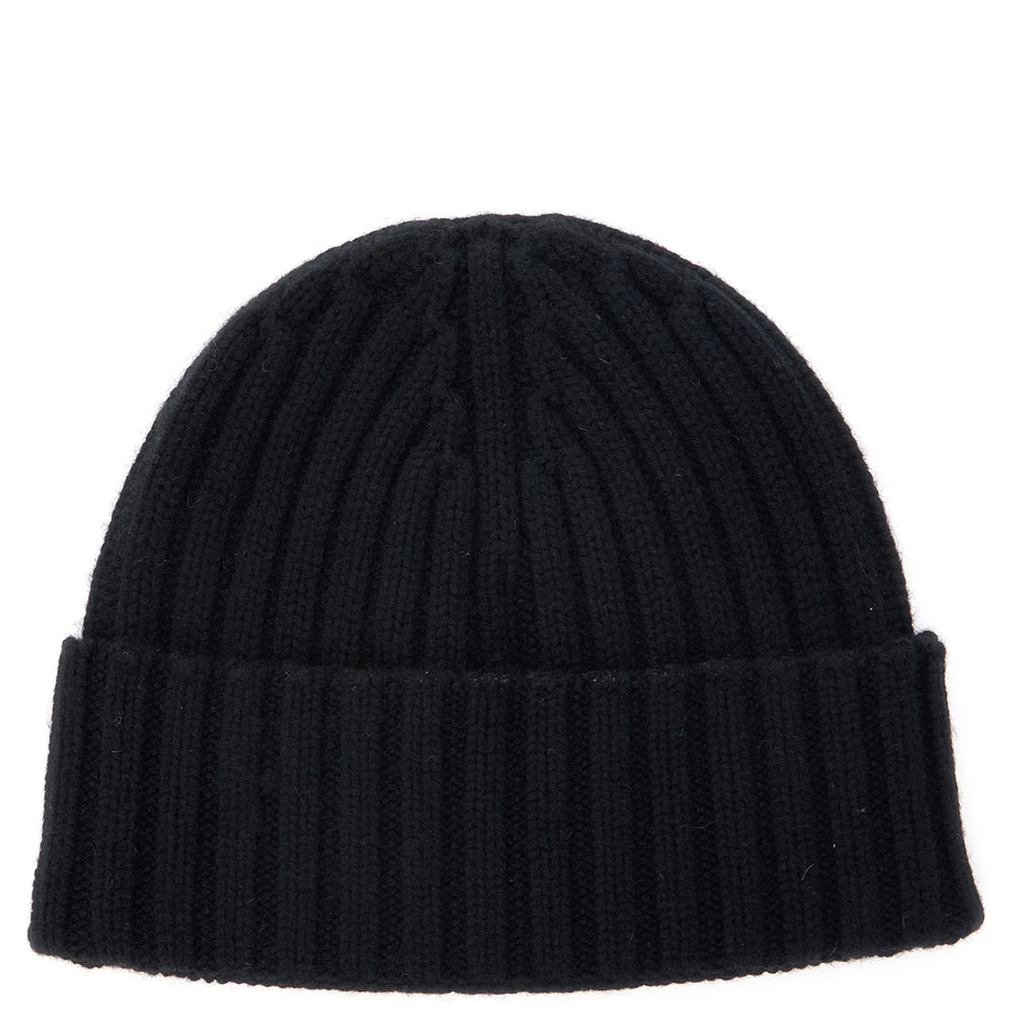 Black Ribbed Beanie with Embroidered Logo on the Front in Wool Boy