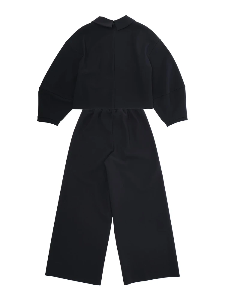 Black Suit with Beaded Collar in Tech Fabric Stretch Girl