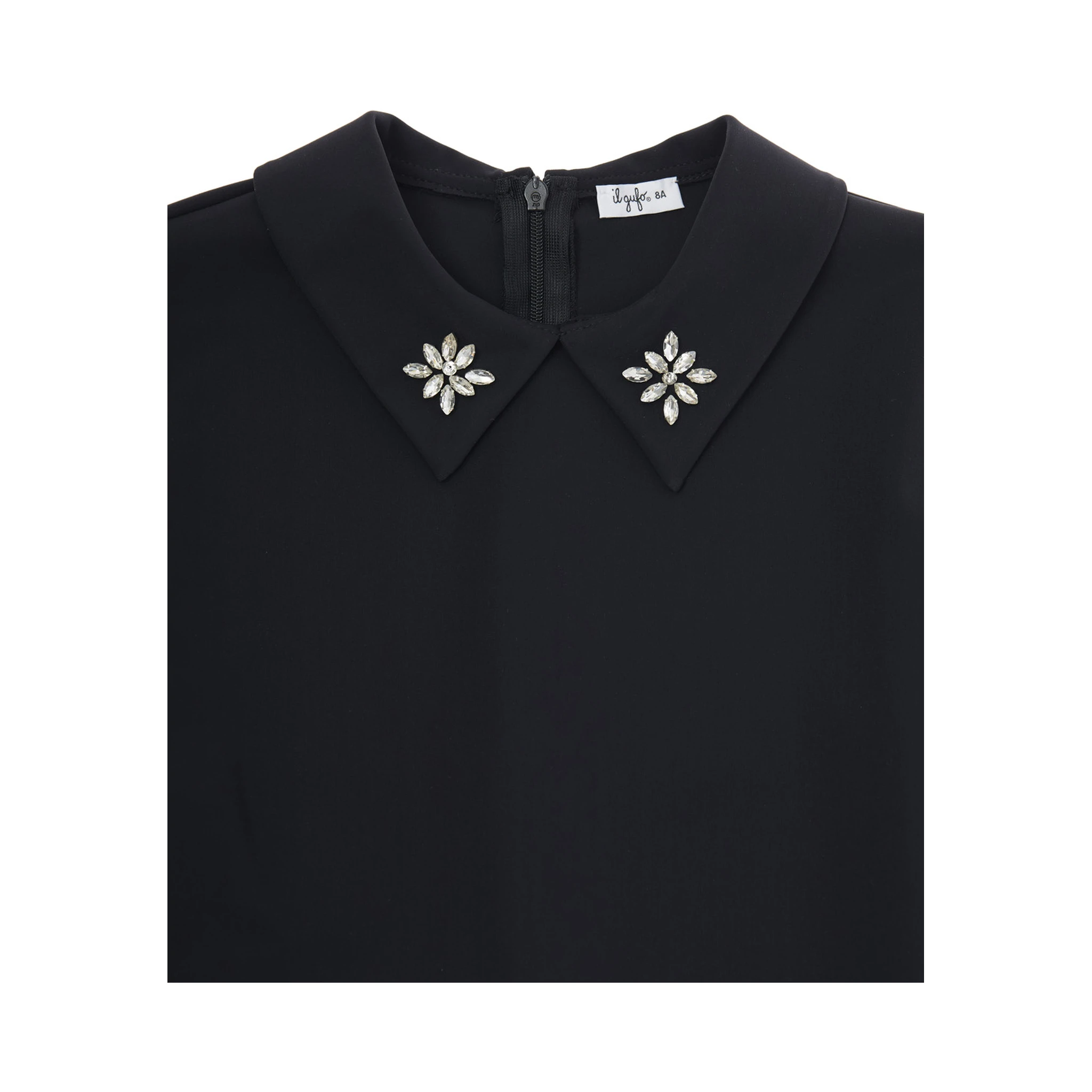 Black Suit with Beaded Collar in Tech Fabric Stretch Girl