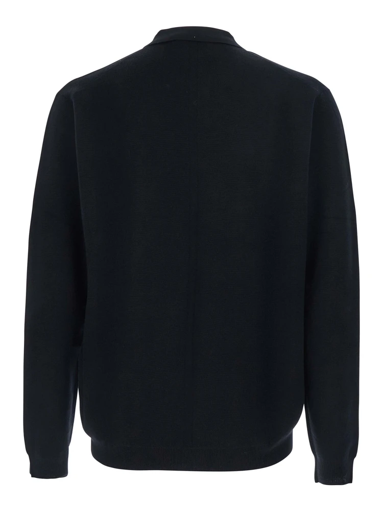 كنزة صوفية سوداء بياقة قميص بولو وأكمام طويلة للرجال alternative