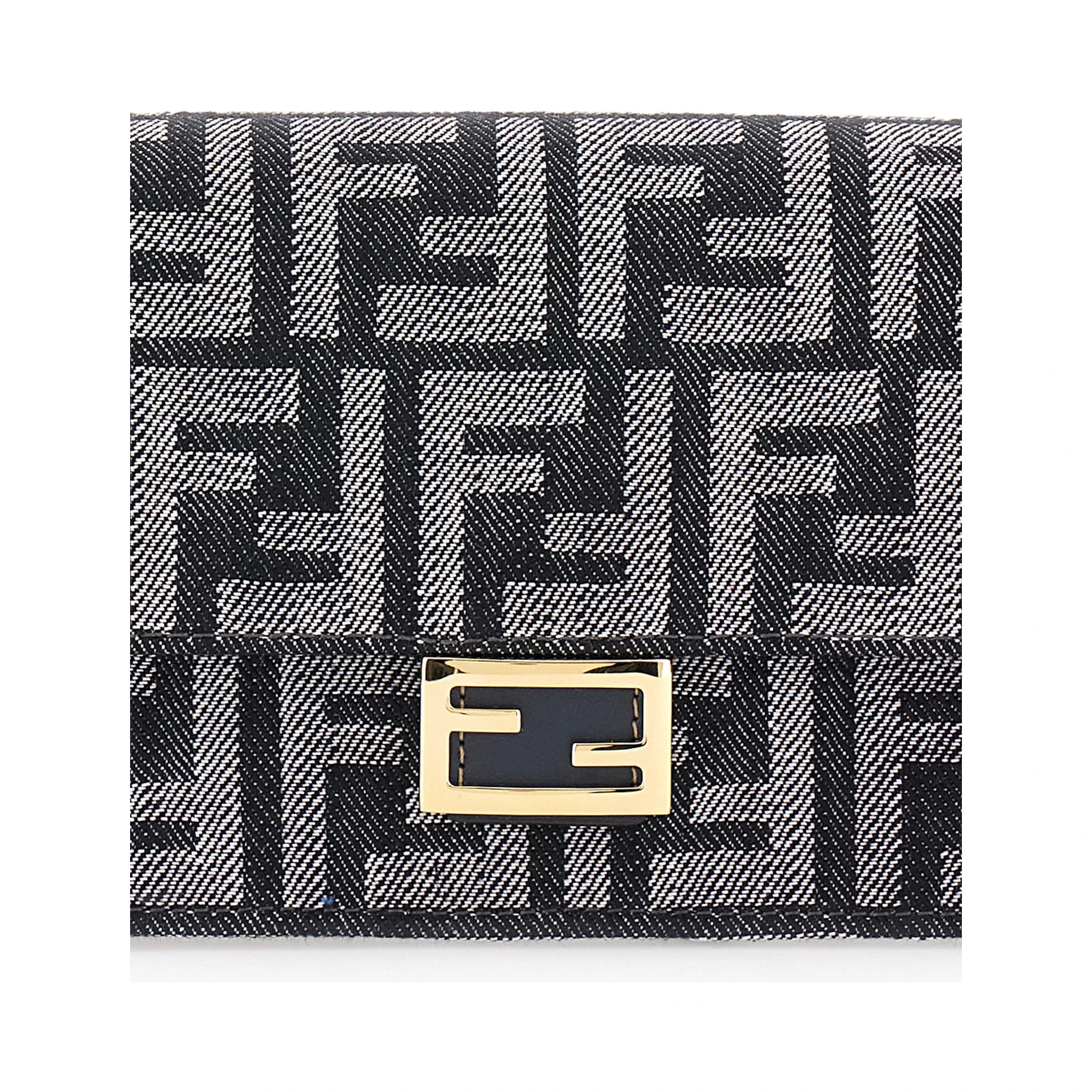 Blue Crossbody Bag with All-Over FF Motif and Metallic FF Plaque on the Front in Cotton Woman