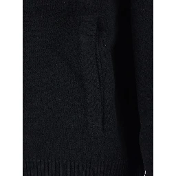 Black Sweatshirt with Hood and Front Zip Closure in Wool and Cashmere Man