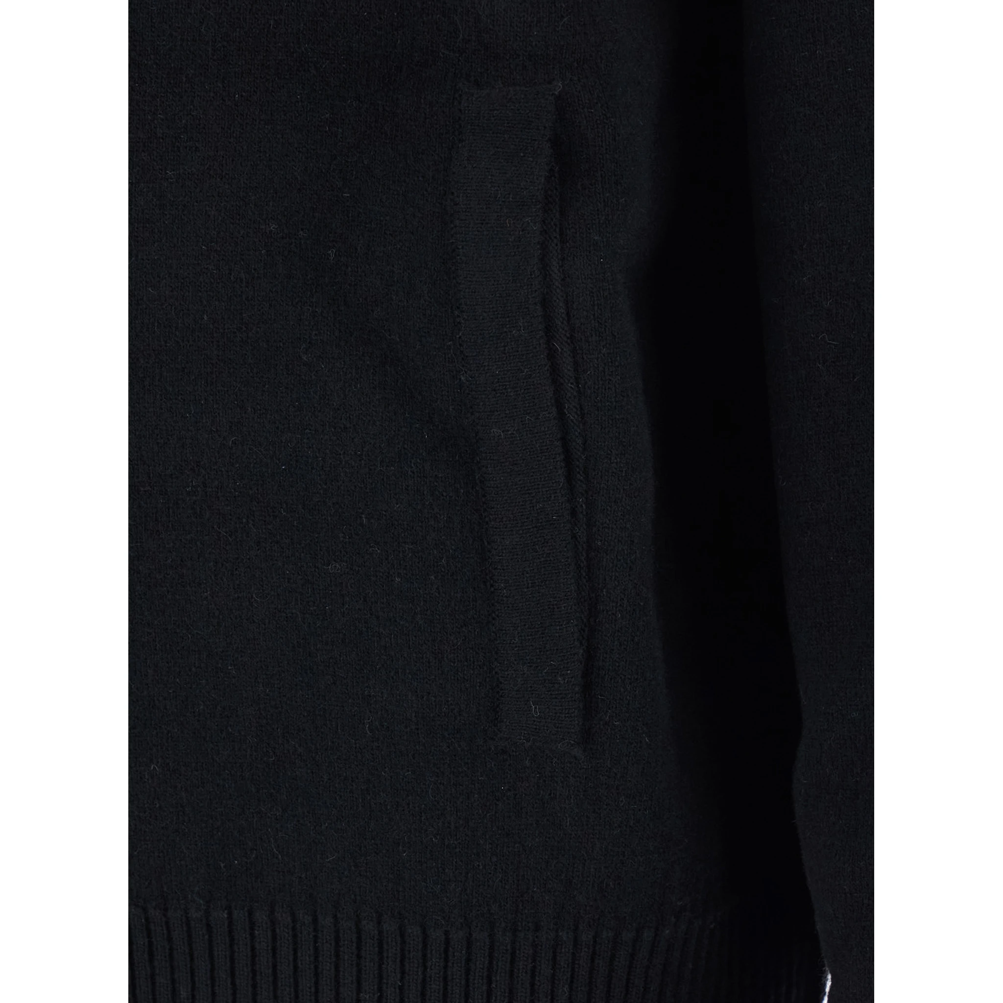 Black Sweatshirt with Hood and Front Zip Closure in Wool and Cashmere Man