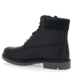 Black Ankle Boots with Logo Detail on the Side and Low Block Heel in Leather Man