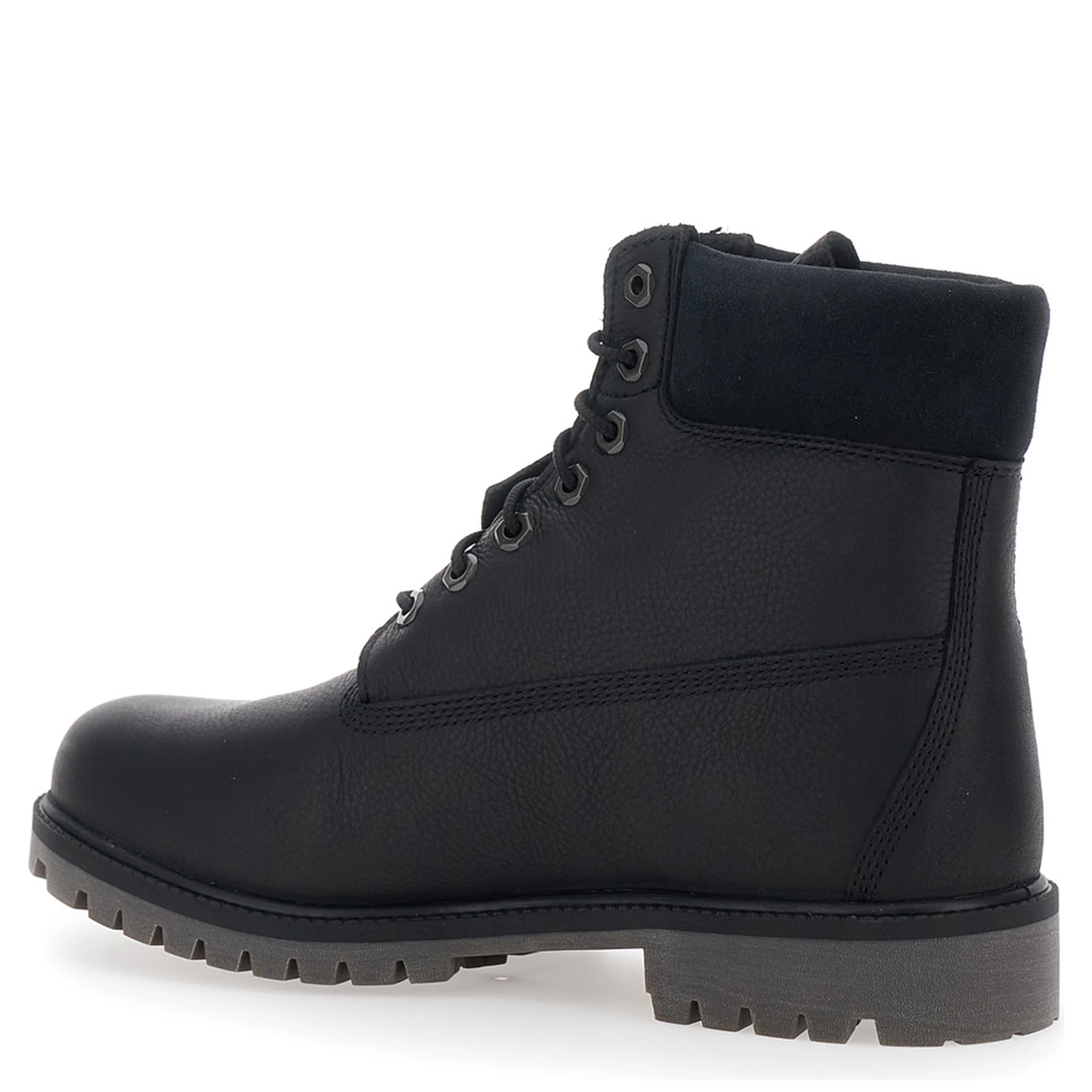 Black Ankle Boots with Logo Detail on the Side and Low Block Heel in Leather Man