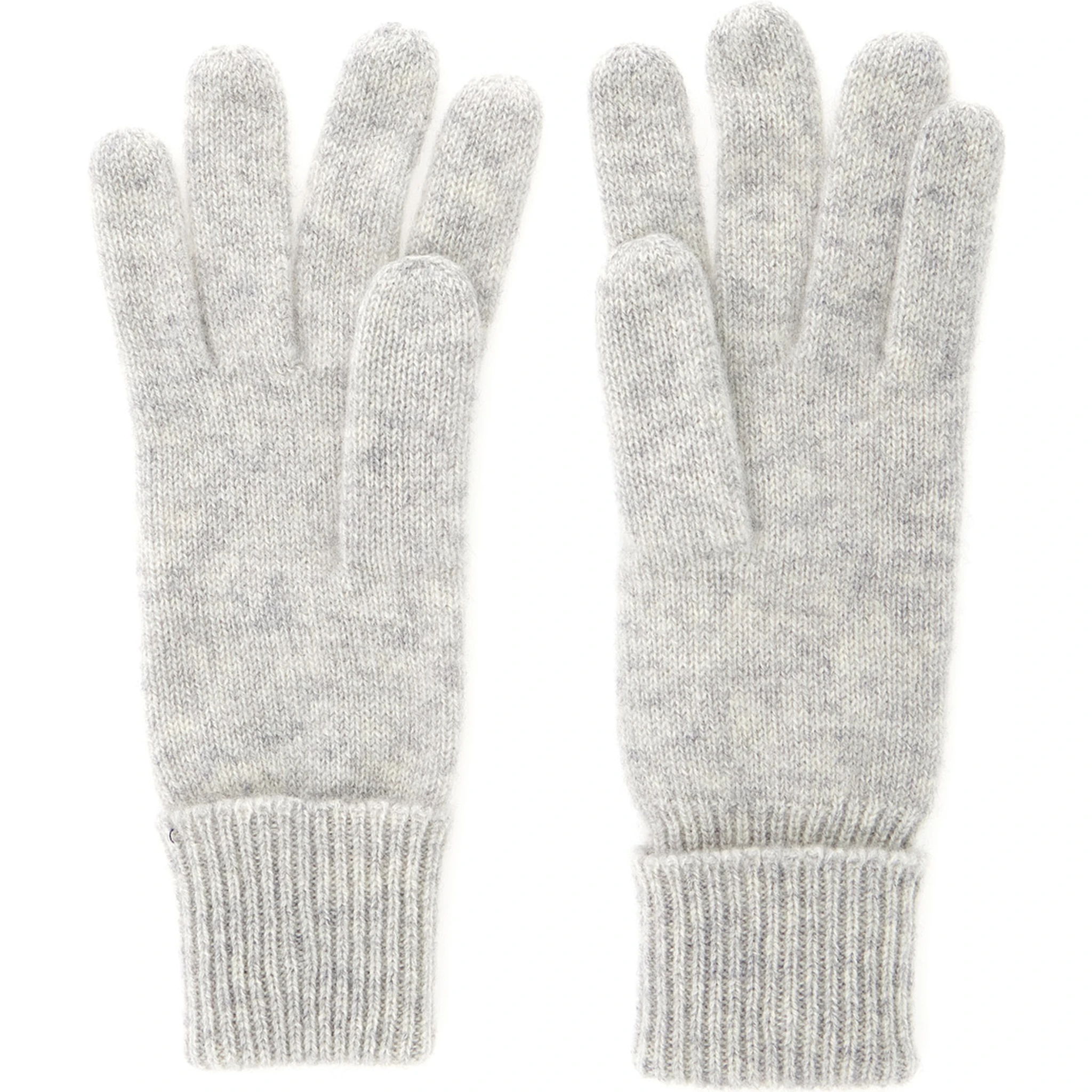 Blaire Grey Gloves with Logo Plaque Detail on the Front and Ribbed Details in Cashmere Woman