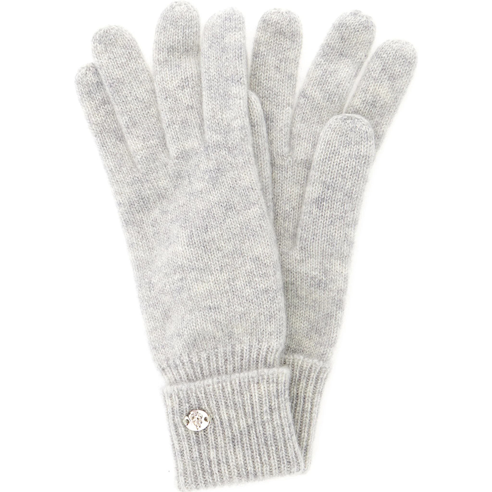 Blaire Grey Gloves with Logo Plaque Detail on the Front and Ribbed Details in Cashmere Woman