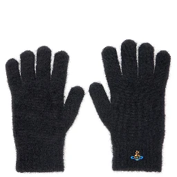 Black Gloves with Orb Logo Embroidered on the Front in Wool Blend Unisex