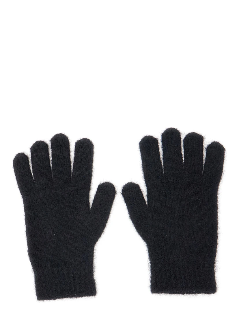 Black Gloves with Orb Logo Embroidered on the Front in Wool Blend Unisex
