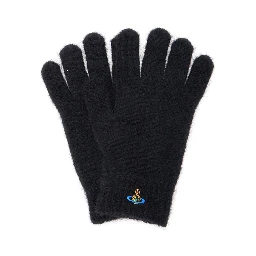Black Gloves with Orb Logo Embroidered on the Front in Wool Blend Unisex