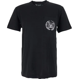 Black Crewneck T-Shirt with Logo Embroidery on the Front in Cotton Man