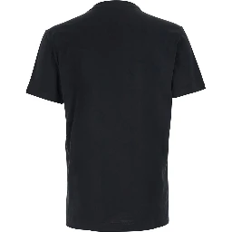 Black Crewneck T-Shirt with Logo Embroidery on the Front in Cotton Man