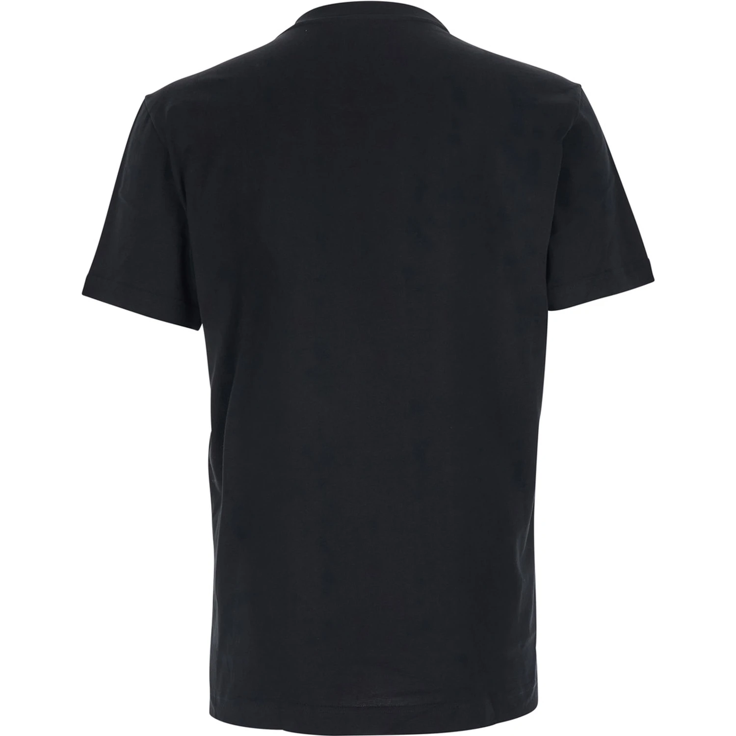 Black Crewneck T-Shirt with Logo Embroidery on the Front in Cotton Man