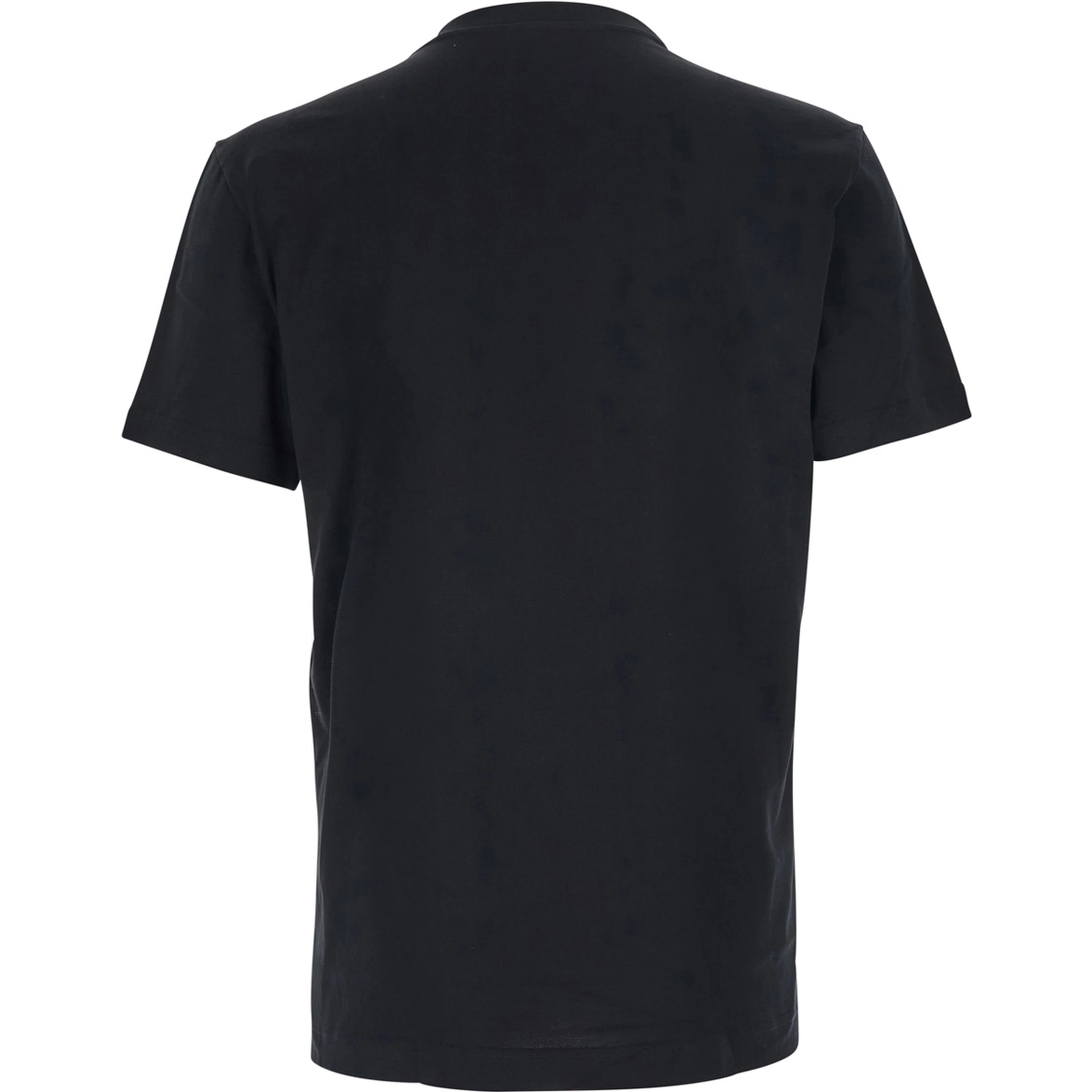 Black Crewneck T-Shirt with Logo Embroidery on the Front in Cotton Man