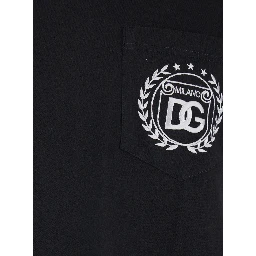 Black Crewneck T-Shirt with Logo Embroidery on the Front in Cotton Man