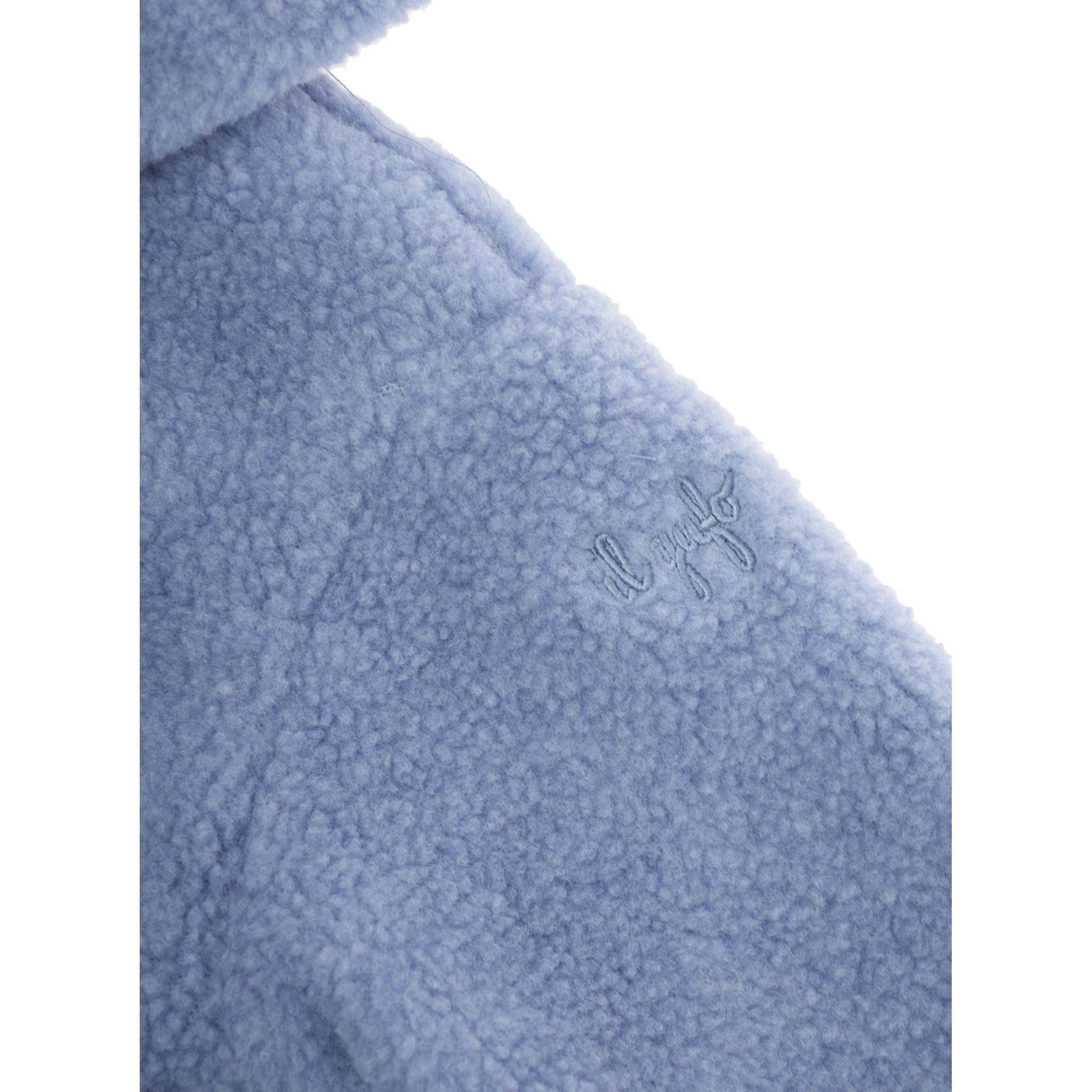 Blue Jacket with Fixed Hood and Logo Lettering Embroidery on the Sleeve in Tech Fabric Baby