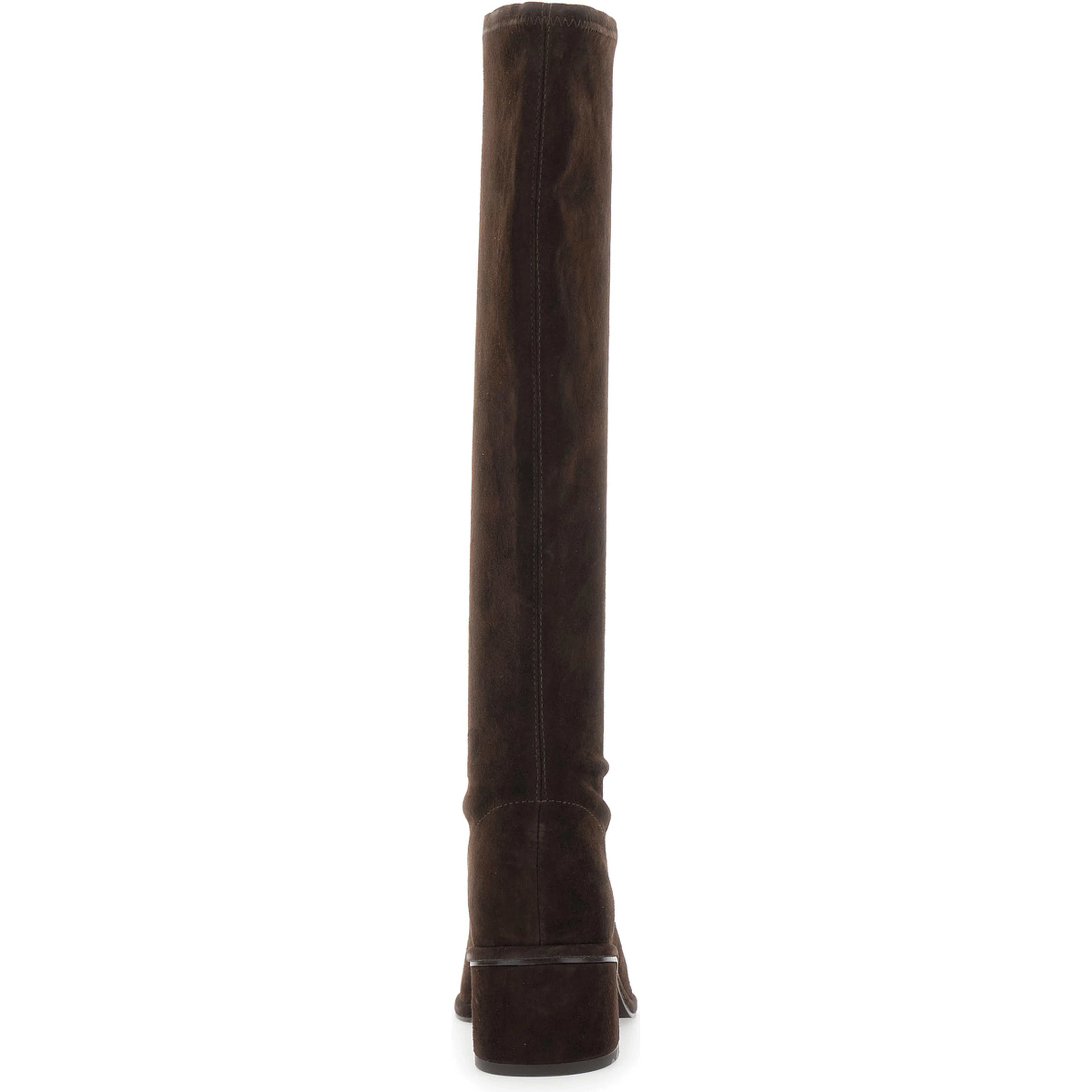 Brown Knee-High Boots with Block Heel in Suede Woman
