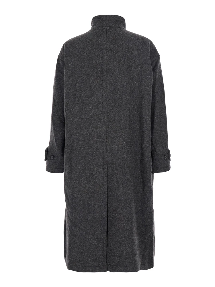 Grey Coat with High Collar in Wool and Cashmere Blend Man alternative