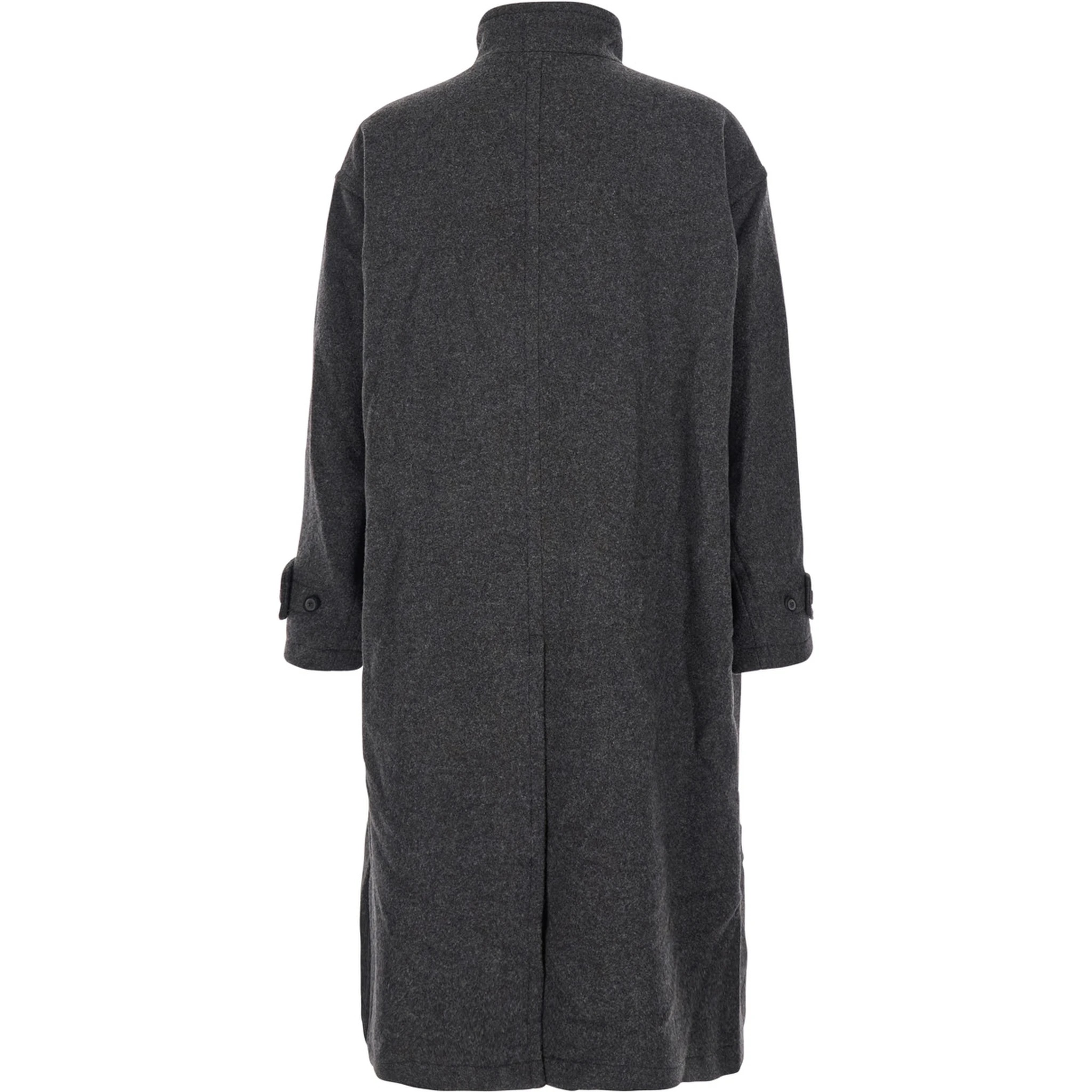 Grey Coat with High Collar in Wool and Cashmere Blend Man