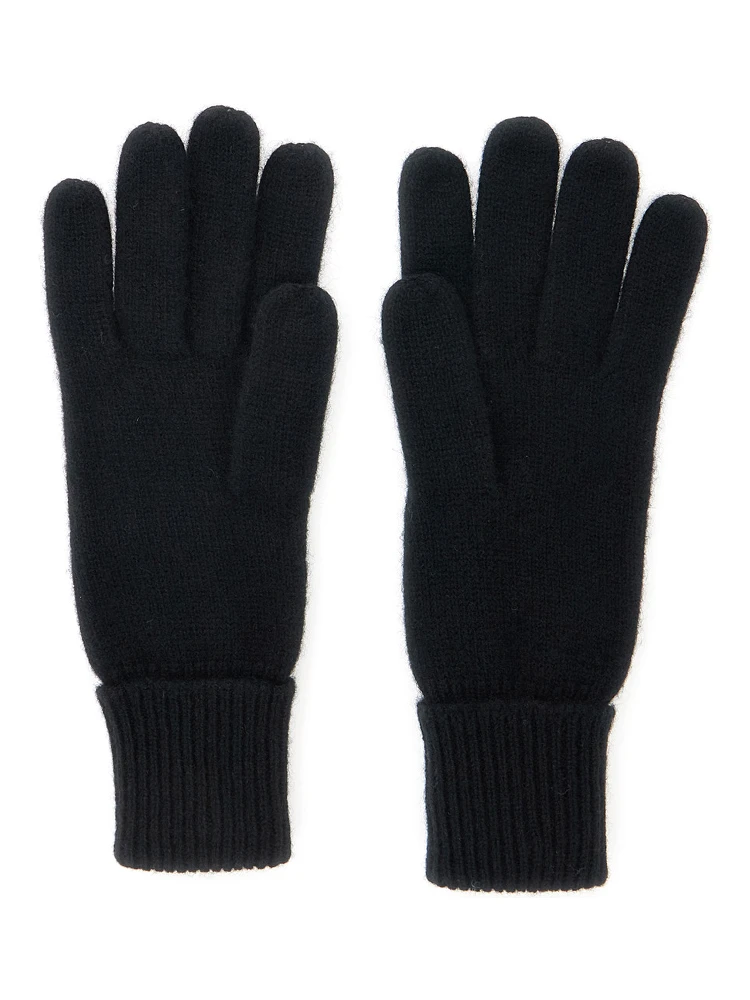 Blaire Black Gloves with Logo Plaque Detail on the Front and Ribbed Details in Cashmere Woman alternative