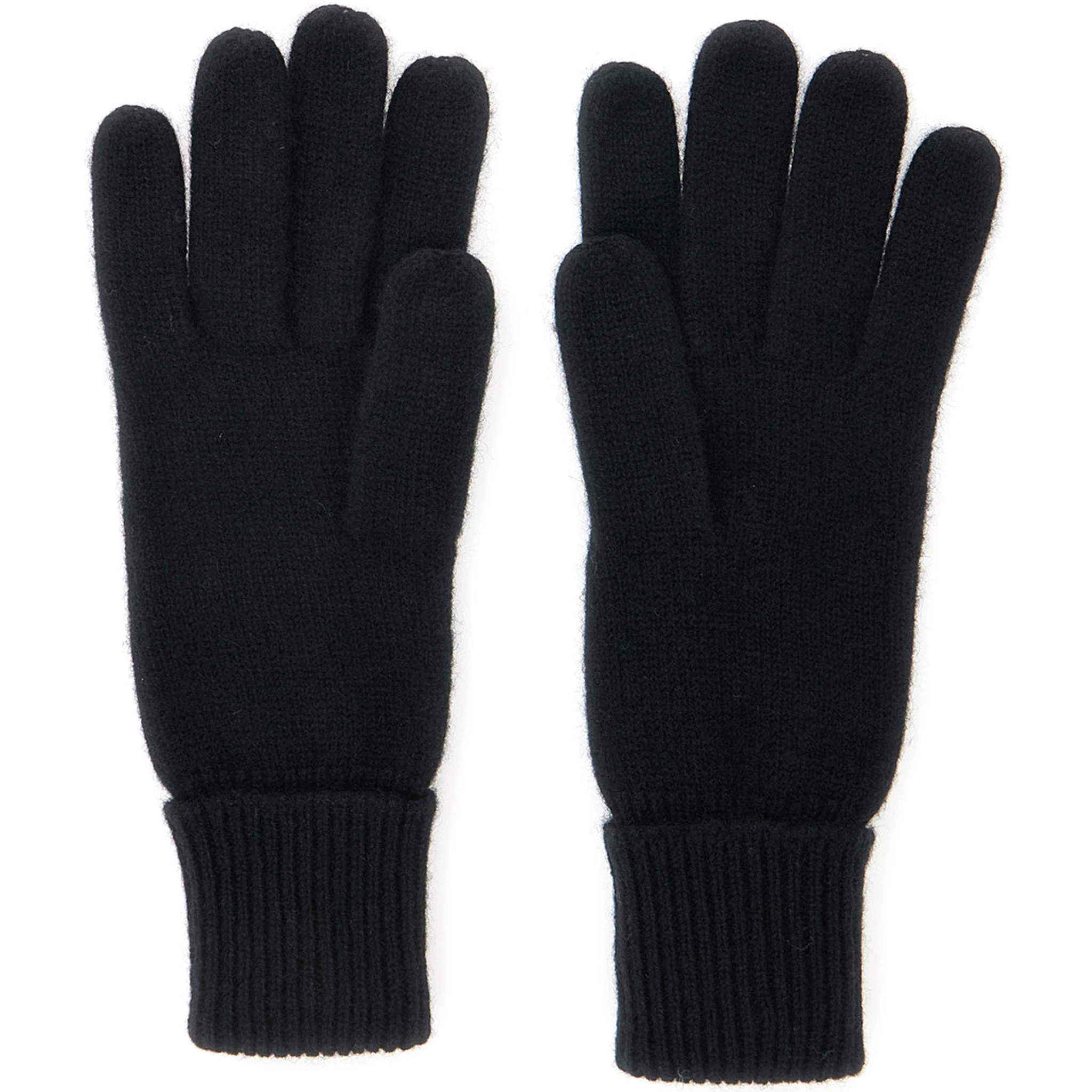 Blaire Black Gloves with Logo Plaque Detail on the Front and Ribbed Details in Cashmere Woman