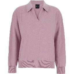 Pnik Sweater with Polo-Style Collar and V-Neck in Cashmere Woman