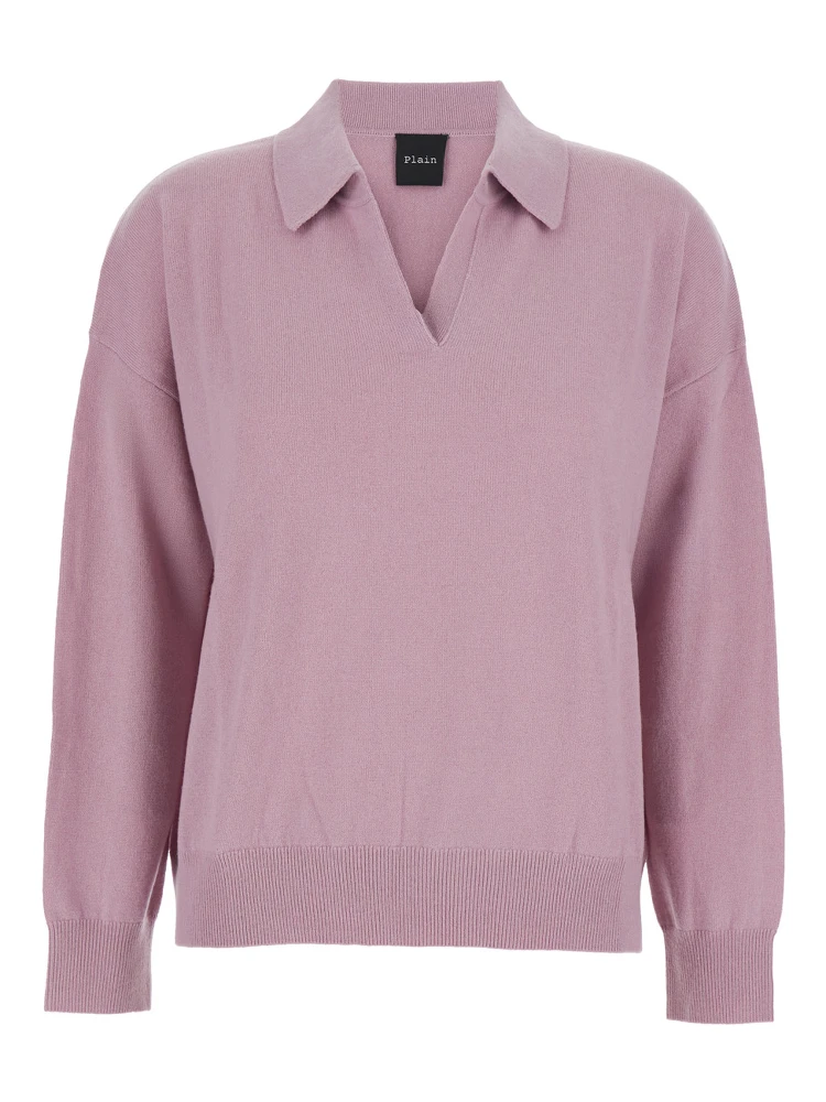 Pnik Sweater with Polo-Style Collar and V-Neck in Cashmere Woman
