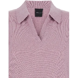 Pnik Sweater with Polo-Style Collar and V-Neck in Cashmere Woman