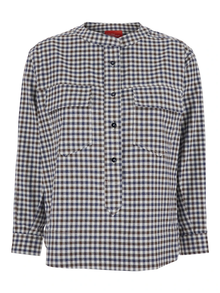 Multicolor Crewneck Shirt with All-Over Check Motif in Fabric Woman