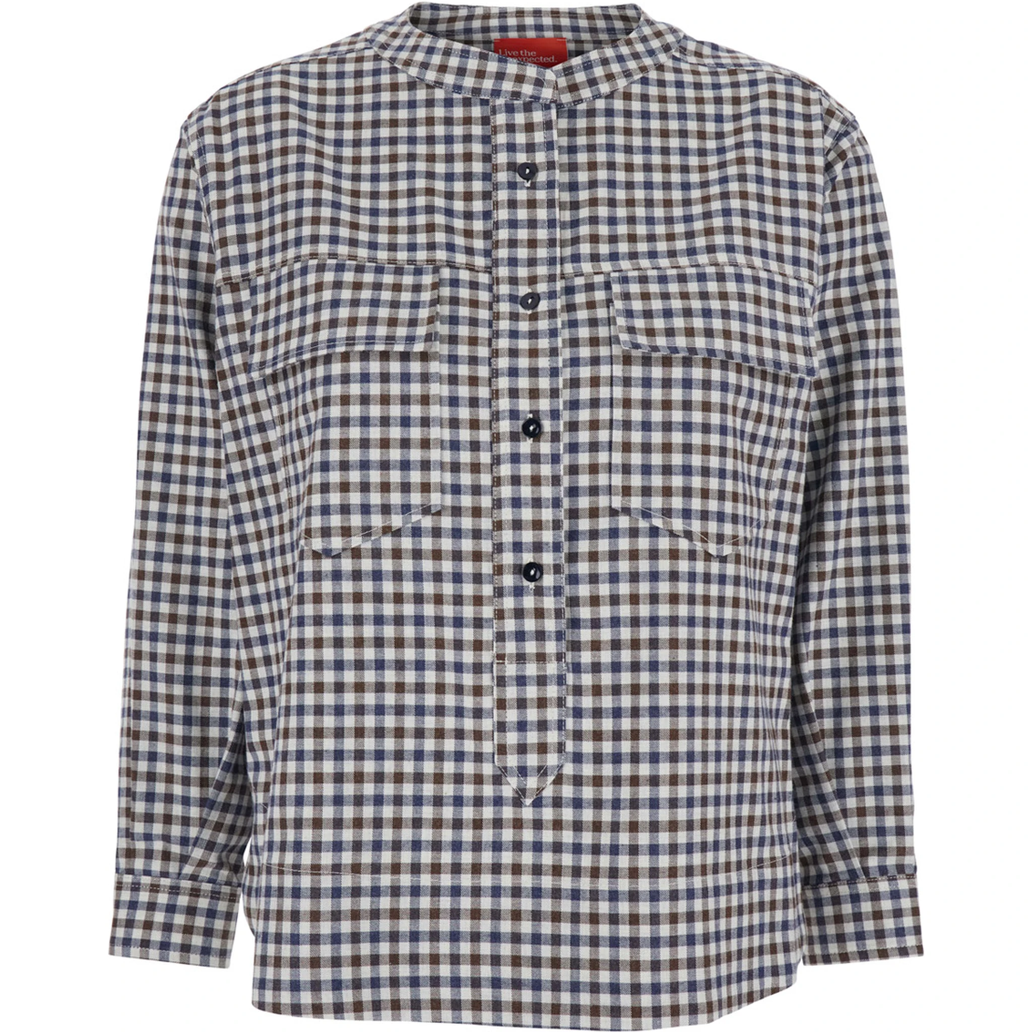 Multicolor Crewneck Shirt with All-Over Check Motif in Fabric Woman