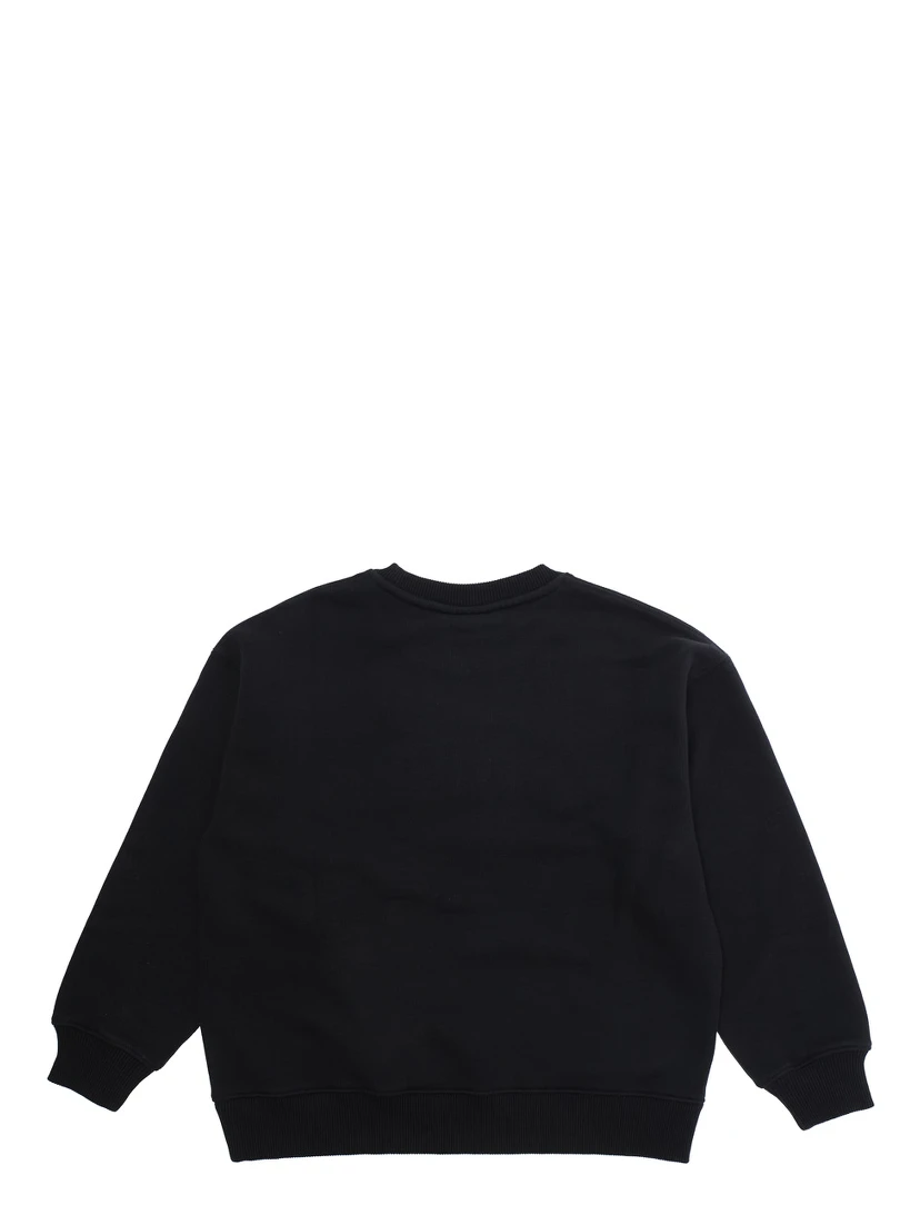 Black Crewneck Sweatshirt with Print on the Front in Cotton Girl