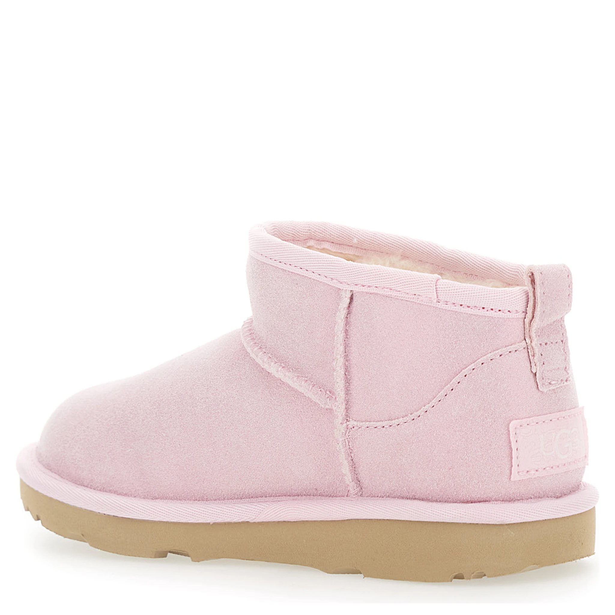 Classic Ultra Mini Pink Ankle Boots with Shearling Lining in Leather Girl